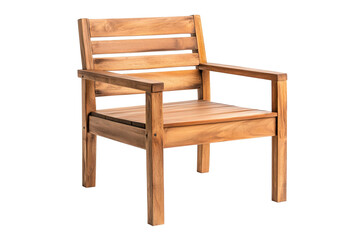 Fototapeta premium A wooden chair with a back and arm rests. on transparent background.