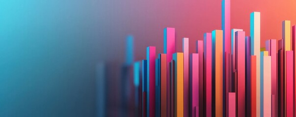 Fototapeta premium A vibrant digital abstract design featuring colorful vertical bars against a gradient background, creating a dynamic visual effect.