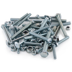 Assorted Metal Bolts and Nuts for Construction and DIY Applications