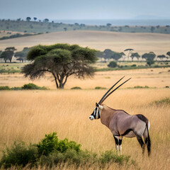 Fototapeta premium wild oryx antelope in the african savannah