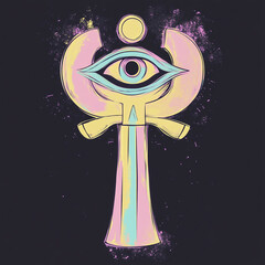 Ankh and Eye of Horus Ancient Egyptian anime concept full color illustration