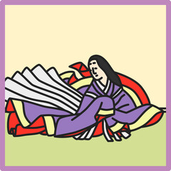 カラー正方形シンプル百人一首　待賢門院堀河