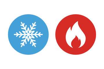 Hot and cold vector icons. Fire and ice sign. Snowflake and burning flame icon isolated on white background