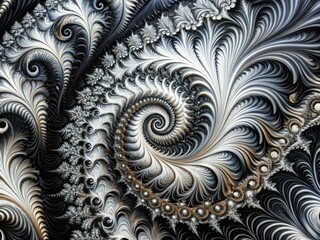 Abstract black and white waves: high-resolution generative AI macro art, intricate pattern.