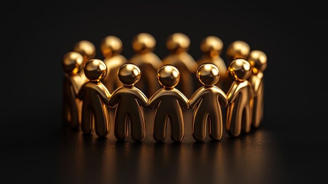 Gold team icon rendered in a circular formation on a black background