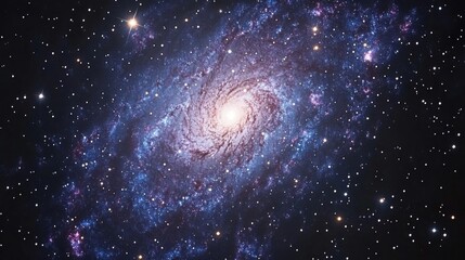 Naklejka premium A Spiral Galaxy in a Starry Night Sky