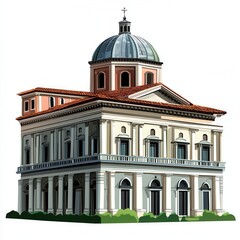 Fototapeta premium Elegant classical building with a dome and ornate detailing.