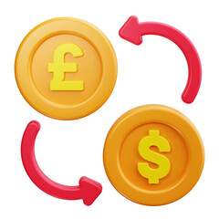 Currency Exchange 3d Render Icons