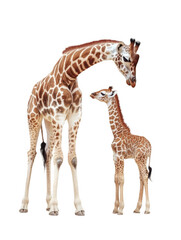 Obraz premium Giraffe and its baby, gentle and loving