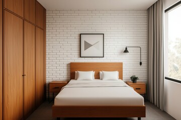 Modern Minimalist Hotel Room, Tranquil and Chic Design. Perfect getaway