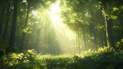 Obraz premium A peaceful forest clearing bathed in sunlight
