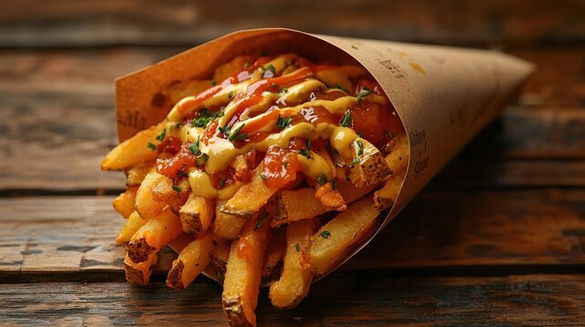 cone of dutch fries street food