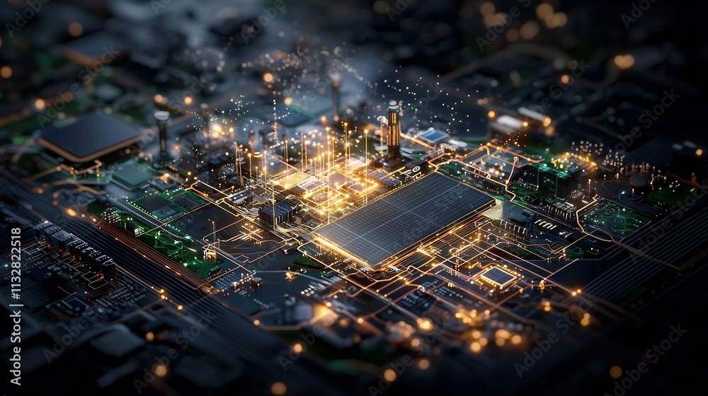 Wall mural futuristic smart grid system integrating renewable energy sources