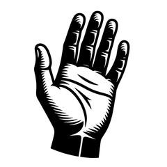 Black and white illustration of a hand.