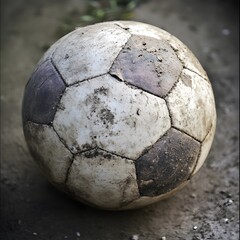 Old Dirty Worn Out Soccer Ball Outdoor Play