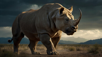 Obraz premium rhino at sunset