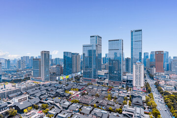 Fototapeta premium High perspective scenery of Taikoo Li commercial district in Chengdu, Sichuan Province, China