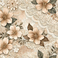 Vintage wedding card with roses