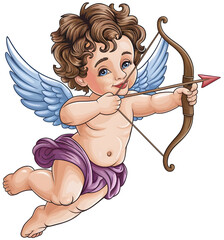Obraz premium Valentine's Day, Cupid shooting an arrow of love