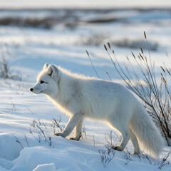 Obraz premium wild arctic fox vulpes lagopus in tundra in winter