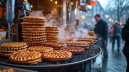 Obraz premium stroopwafel stand dutch street food