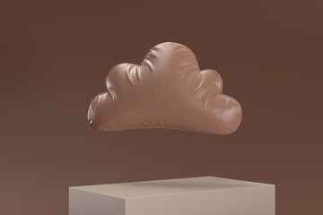 A plush cloud is floating above a brown surface