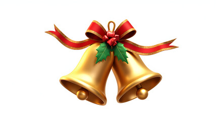 Golden Bell with Festive Red Bow

