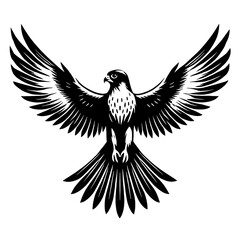 Black and white falcon illustration.