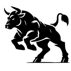 Fototapeta premium Powerful black bull charging.