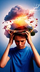 man with head pain