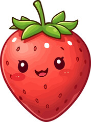 Fototapeta premium Strawberry kawaii character isolated on white background. Ai generated