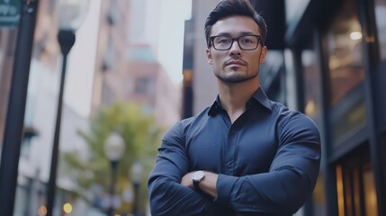 Fototapeta premium Confident Young Man in Urban Setting