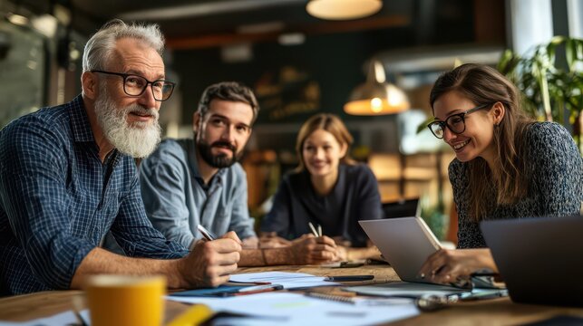 Collaborative Team Meeting in a Modern Workspace
