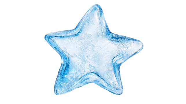 Enchanting Ice Star Glowing Cool Blue Light Against a Black Background