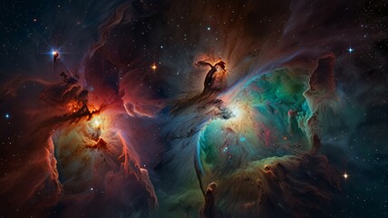 Obraz premium Vibrant Cosmic Nebula, A Breathtaking Stellar Nursery V4