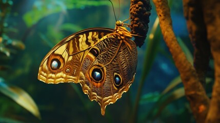 Amazing moment  Large tropical butterfly hatch from the pupa.