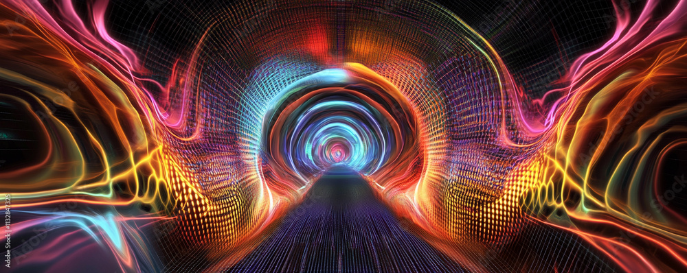 Aufkleber colorful abstract tunnel with vibrant lights and patterns