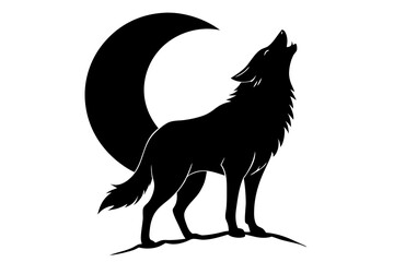 illustration of a majestic wolf howling at the moon, 