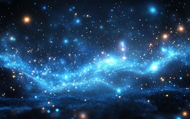 Obraz premium Blue glitter shimmering in an abstract background, glowing and sparkling, Christmas and New Year texture, highdetail holiday magic, festive vibe