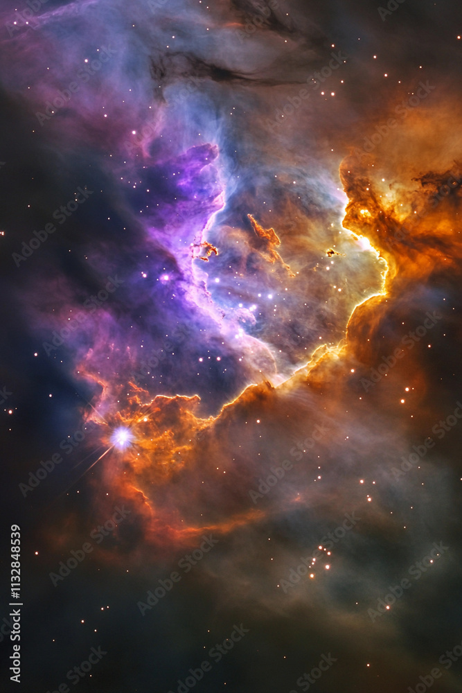 Poster celestial nebula displaying vibrant colors in space
