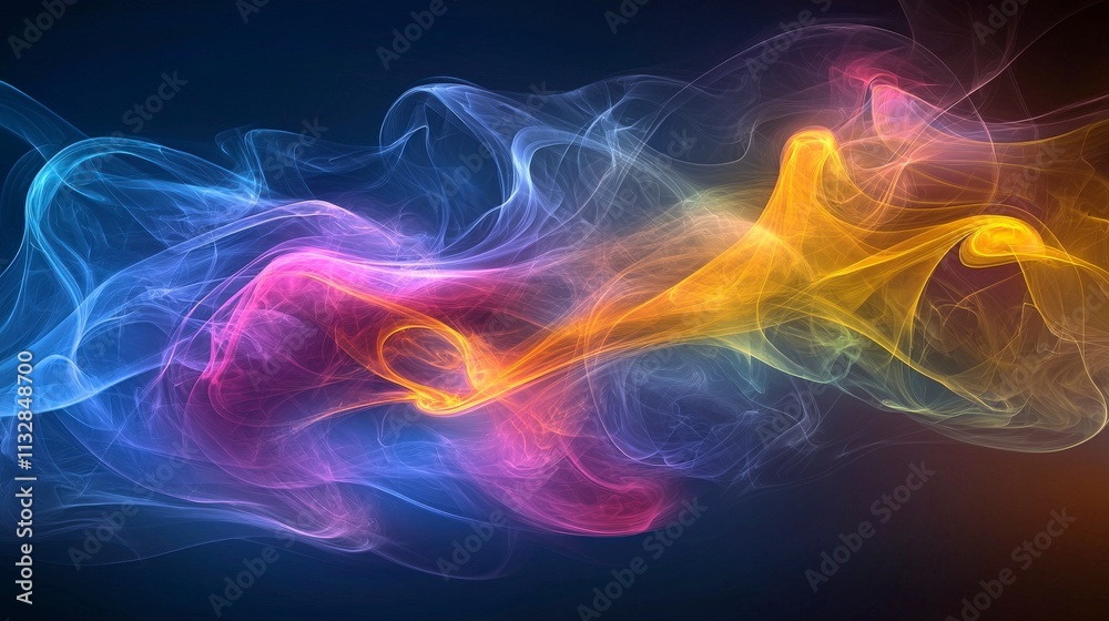 Fototapete Dynamic colorful smoke swirls abstract art digital design creative studio colorful background visual conceptualization