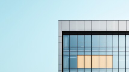 Fototapeta premium Urban office park eye-level view of minimalist architecture