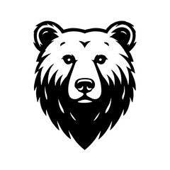 Black and white bear head illustration.