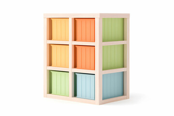 Colorful Storage Organizer with Six Cubic Bins in a Modern Design for Home and Office Use