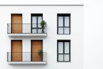 Fototapeta premium Modern minimalist facades residential architecture in urban settings