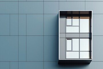 Modern minimalist architecture in urban office building facade