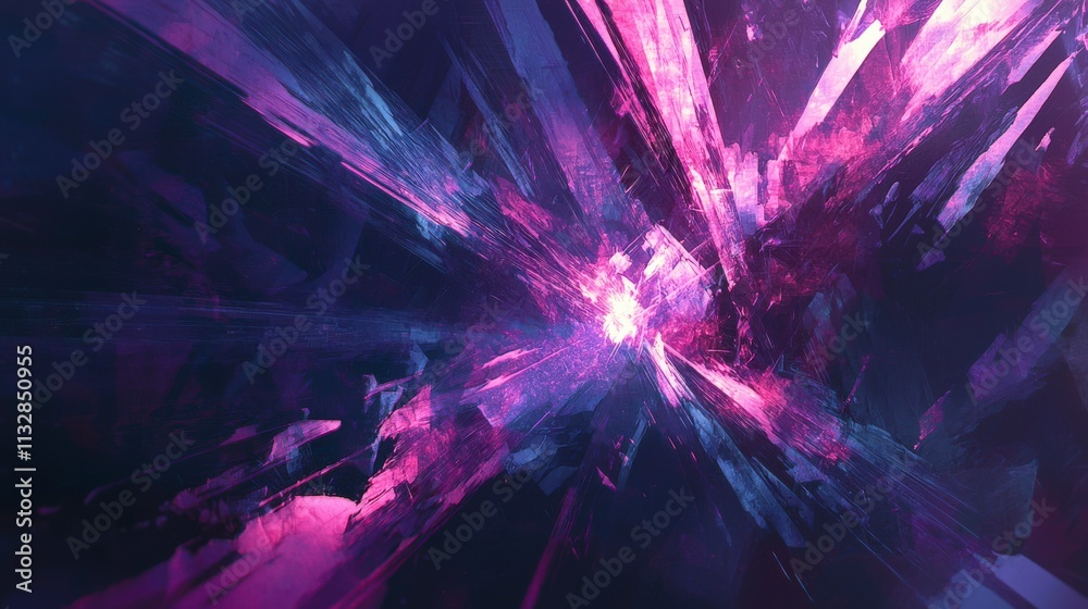 Fototapete abstract art composition of dynamic blue light beams in a mystical environment with vibrant visual e