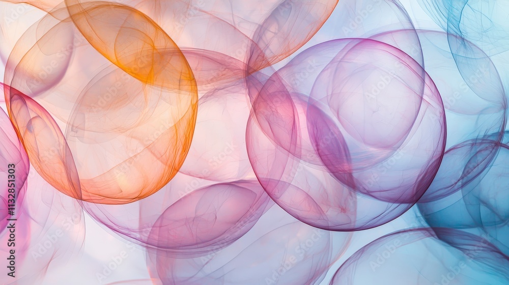 Leinwandbilder dynamic overlapping circles in soft pastel tones abstract art studio setting artistic viewpoint visu