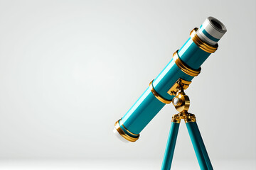 Elegant Vintage Telescope with Golden Accents on Stand Against a Minimalist Background