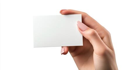 Obraz premium Hand holding a blank white paper isolated on a white background